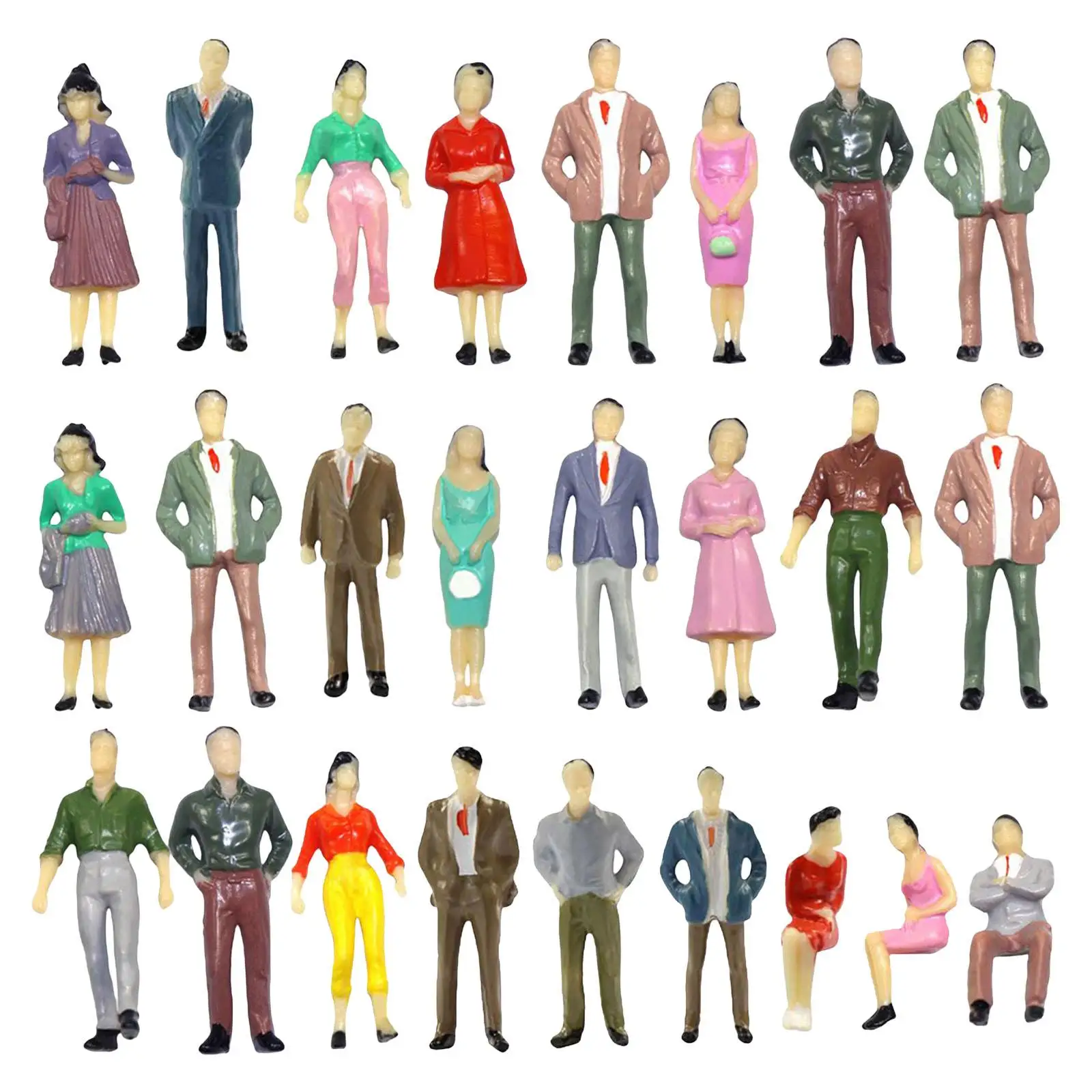 50x 1/50 People Figures Painted Passengers Tiny People for Train Mini Dollhouses