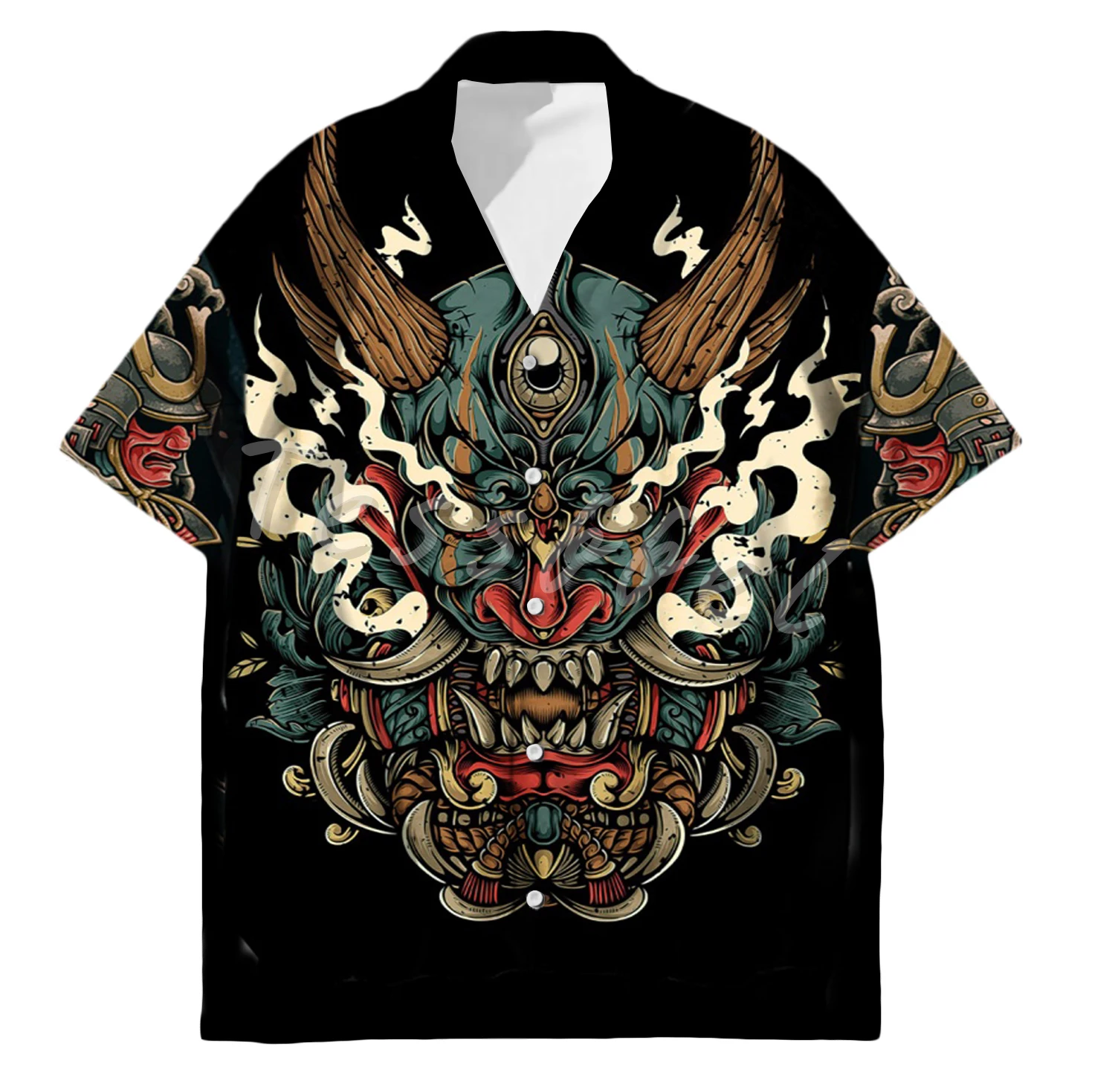 Japanese Tattoo Tessffel Samurai Hawaiian Men's Shirt Classic 3d Printing Large Size Shirts For Men Japan Harajuku Male Camisa 3d printing gravity retractable samurai sword 3d retractable samurai sword 29 3d printing fidget knife katanatoy