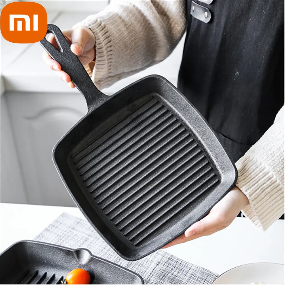 

Pan Cast Iron Cauldron Steak Skillet Grill Pan Gas Stoves Non-stick Frying Pans Home Garden Wok Pan Stripe Thick-bottomed Pans