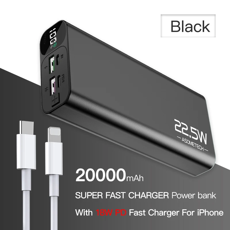 portable usb charger 20000mAh 5A Super Fast Charge QC3.0 Power Bank USB C PD3.0 Flash Fast Charger External Battery Powerbank For iPhone 12 Xiaomi type c power bank Power Bank