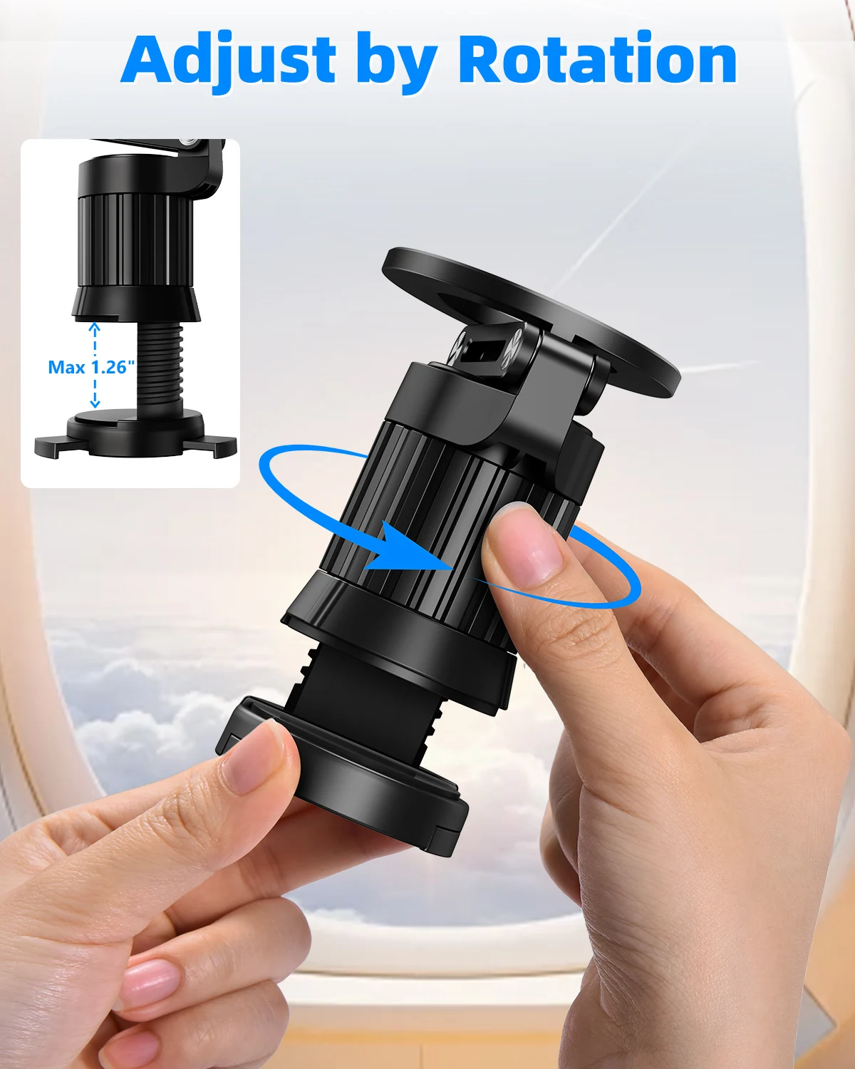 Eary Portable Travel Magnetic Phone Holder Stand With 360° Rotatable Adjustable Mount For Airplane Desk Train Seat Trip iPhone16