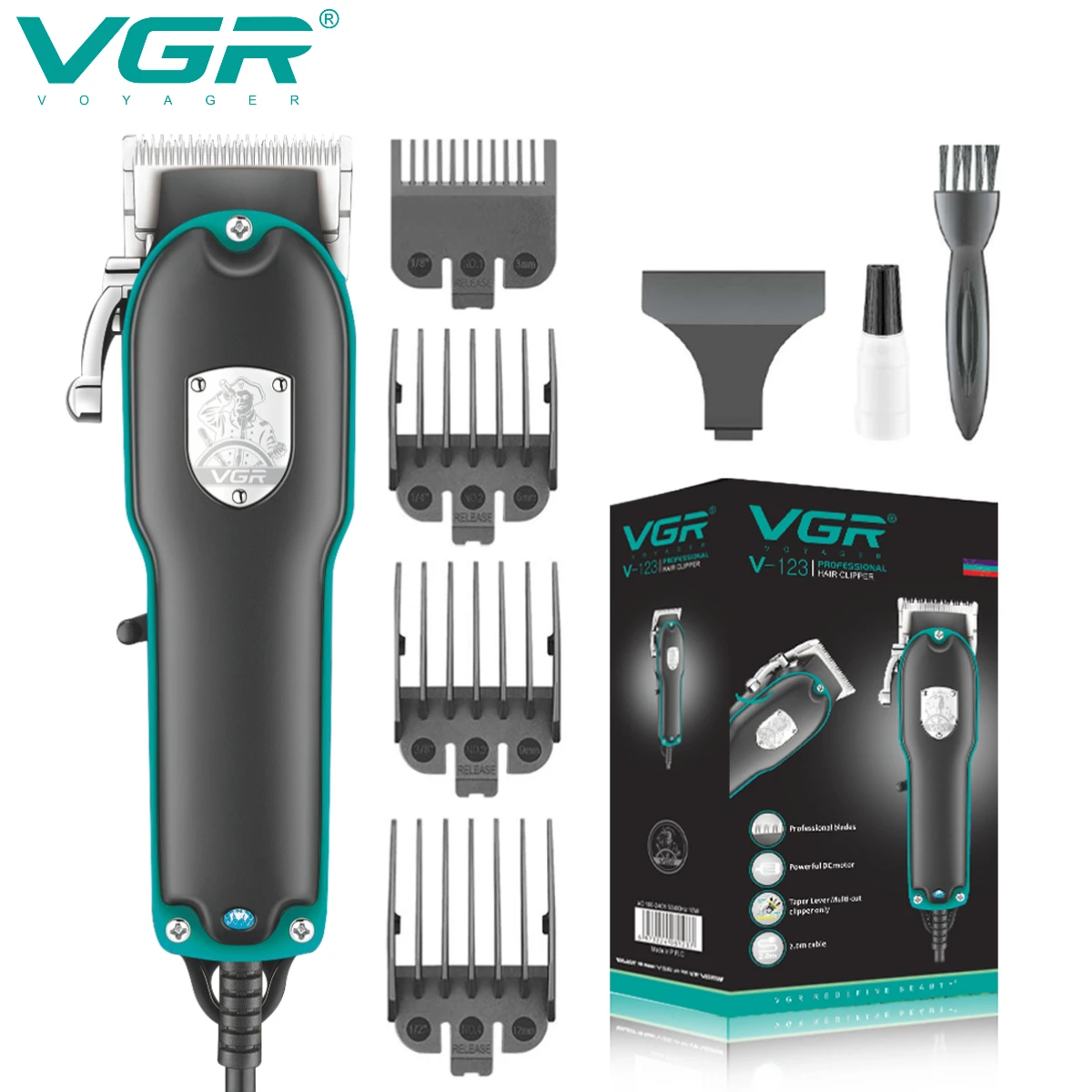 

VGR Hair Cutting Machine Professional Hair Clipper Electric Hair Clipper Wired Haircut Machine Barber Home Trimmer for Men V-123