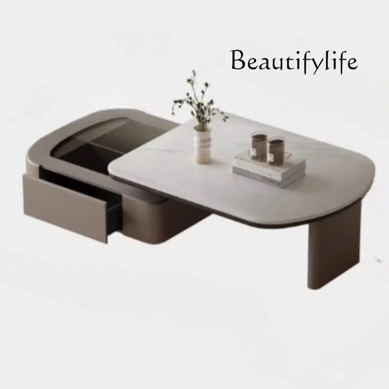 

Microcrystalline Rotating Coffee Table Living Room Home Italian Minimalist Special-Shaped High Sense