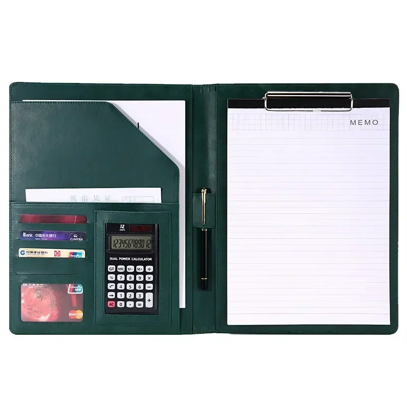 가죽 문서 정리함 파일 Padfolio PU 케이스 바인더, 사무실 비즈니스 관리자 폴더 패드