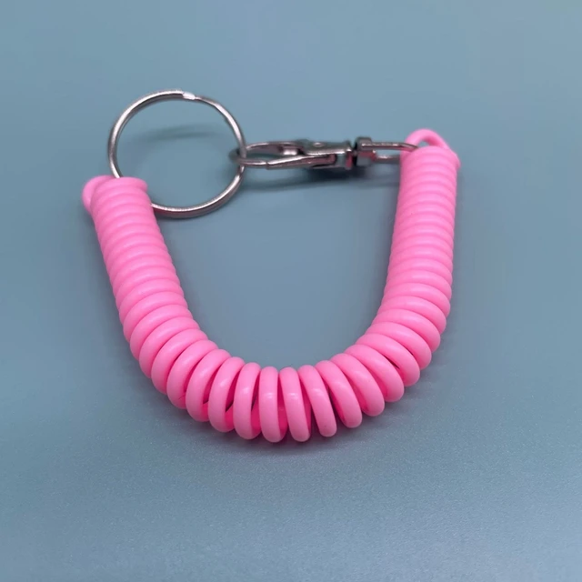 Uxcell Retractable Coil Spring Keychain Clasp with Key Ring 220mm, 4 Pack Plastic Spiral Stretchy Cord, Yellow Pink, Women's, Size: 220 mm