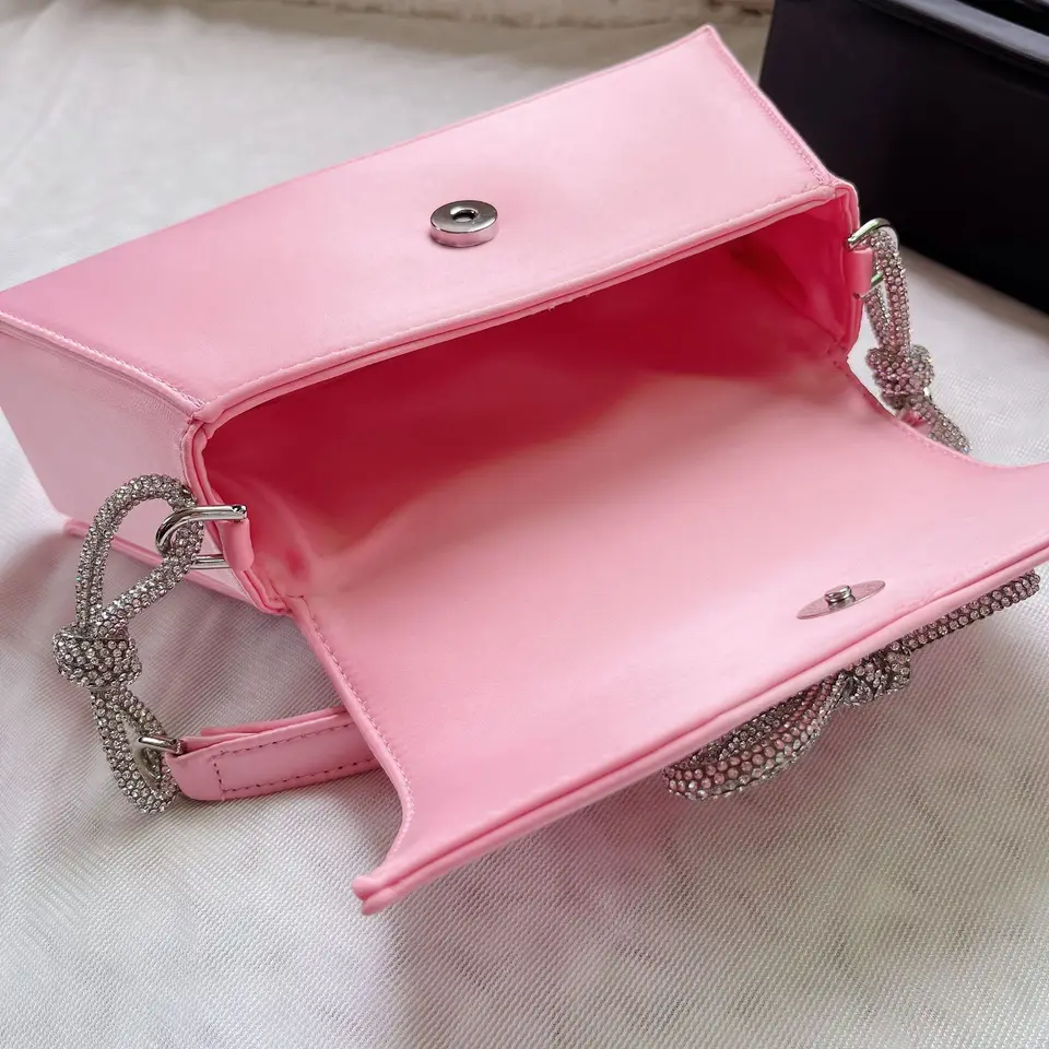 Borsa A Tracolla Da Sera Elegante Con Fiocco E Manico In Perle – Pochette Donna Per Matrimonio E Festa – Stile Francese