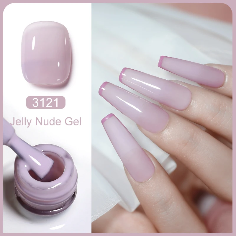 Clou Beaute Transparent French Gel Polish Translucent Nude Pink Red Jelly Glass Milky White Varnish Rainbow Color Nail Art 3