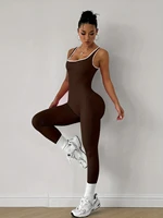Jumpsuit for Women Workout Seamless Jumpsuits Yoga Ribbed One Piece Tank Tops Rompers Sleeveless Exercise Jumpsuits - Image 2