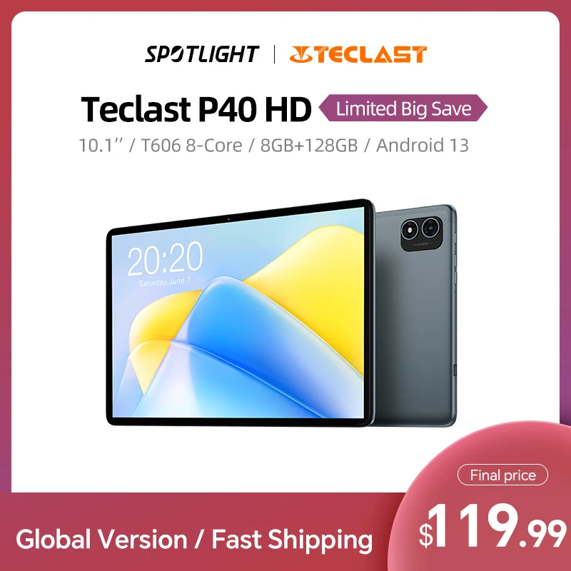 

Teclast P40HD планшет, экран 2023 дюймов, Android 13, 8 ГБ + 8 Гб ОЗУ 10,1 Гб ПЗУ, 128x1920 FHD