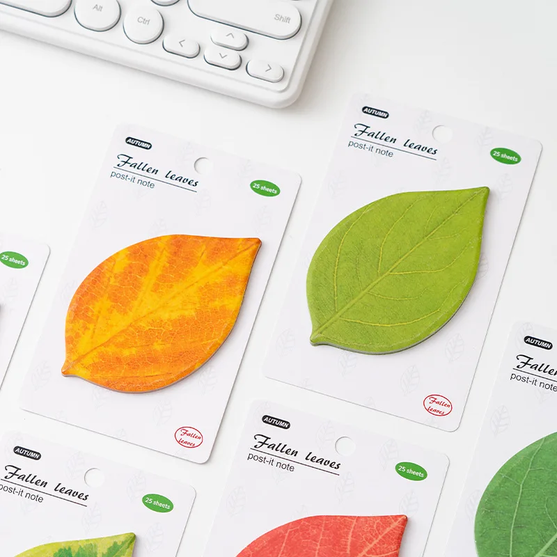 Leaf-shaped Sticky Notes - Premium Textured, Strong Adhesion, Leaf Memo Pads, Ins-Style Reminder Notes - 4