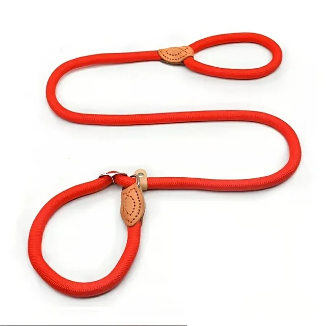 Dog Rope Sliding Traction Control Without Pull Loop Belt, Durable Leather Joint and Adjustable Metal Buckle P-shaped pet collars 3