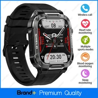 Rugged Military Smart Watch for Men with 400mAh Large Battery Heart Rate Monitor 1.85'' Display Bluetooth Call MK66 Upgrade Outd