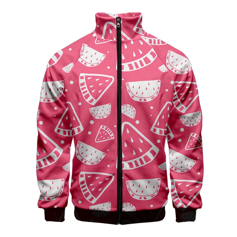 thumbnail image 1 of Chaqueta con cremallera y estampado 3D de frutas divertidas, chaquetas de manga larga para hombres y mujeres, ropa de moda con cuello alto, sudaderas casuales para hombres, abrigos para hombres, 1 of 5