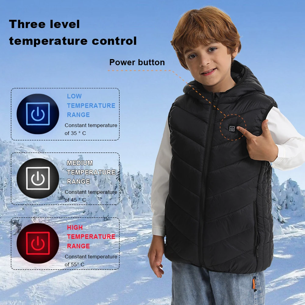 10 Heating Zones Electric Heated Jackets USB Heating Jacket Kids Boys Girls Thermal Winter Warm Jacket for Outdoor Camping