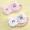 Cute Cat Soft Sleeping Eye Cover Mask Animal Plush Fabric Blindfold Relax Girls Lady For Home Traveling Eye Care 2