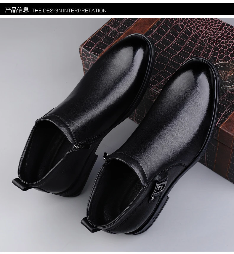 أعلى جودة بوط من الجلد الطبيعي الرجال أحذية الشتاء أحذية تشيلسي الرسمية مع فستان من الجلد الفراء حذاء رسمي الرجال أحذية الكاحل