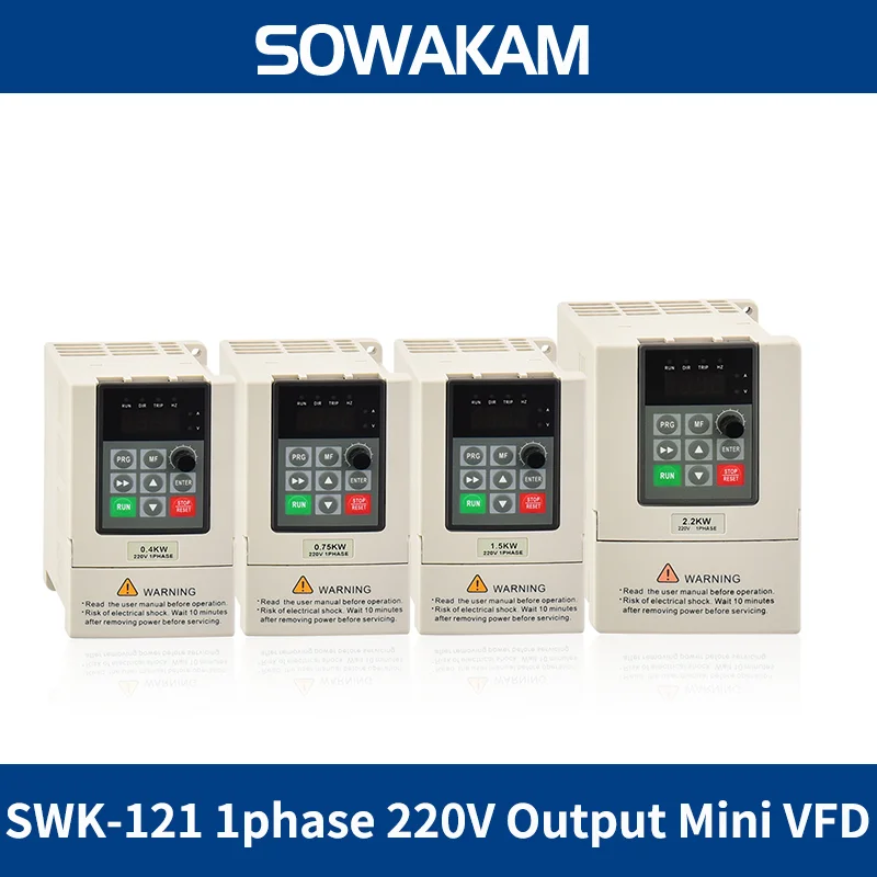 

SWK-D12 Motor Speed Controller Frequency Inverter Converter 0.75/1.5/2.2KW 1phase Input and 3phase 220 380V Output 50Hz 60Hz VFD