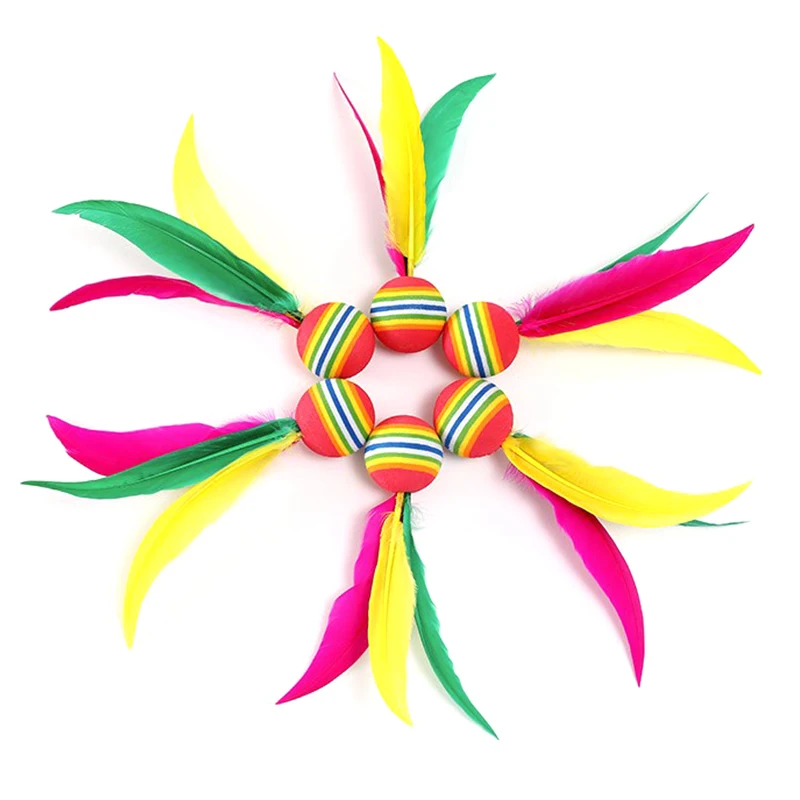 Colorful Feathers Kick Shuttlecock Chinese Jianzi Foot Sports Outdoor Toy Game 1/5pcs