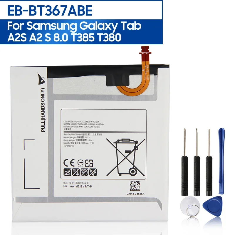 

Replacement Tablet Battery EB-BT367ABE For Samsung Galaxy Tab A2 S 8.0 T385 T380 2017 Version 5000mAh