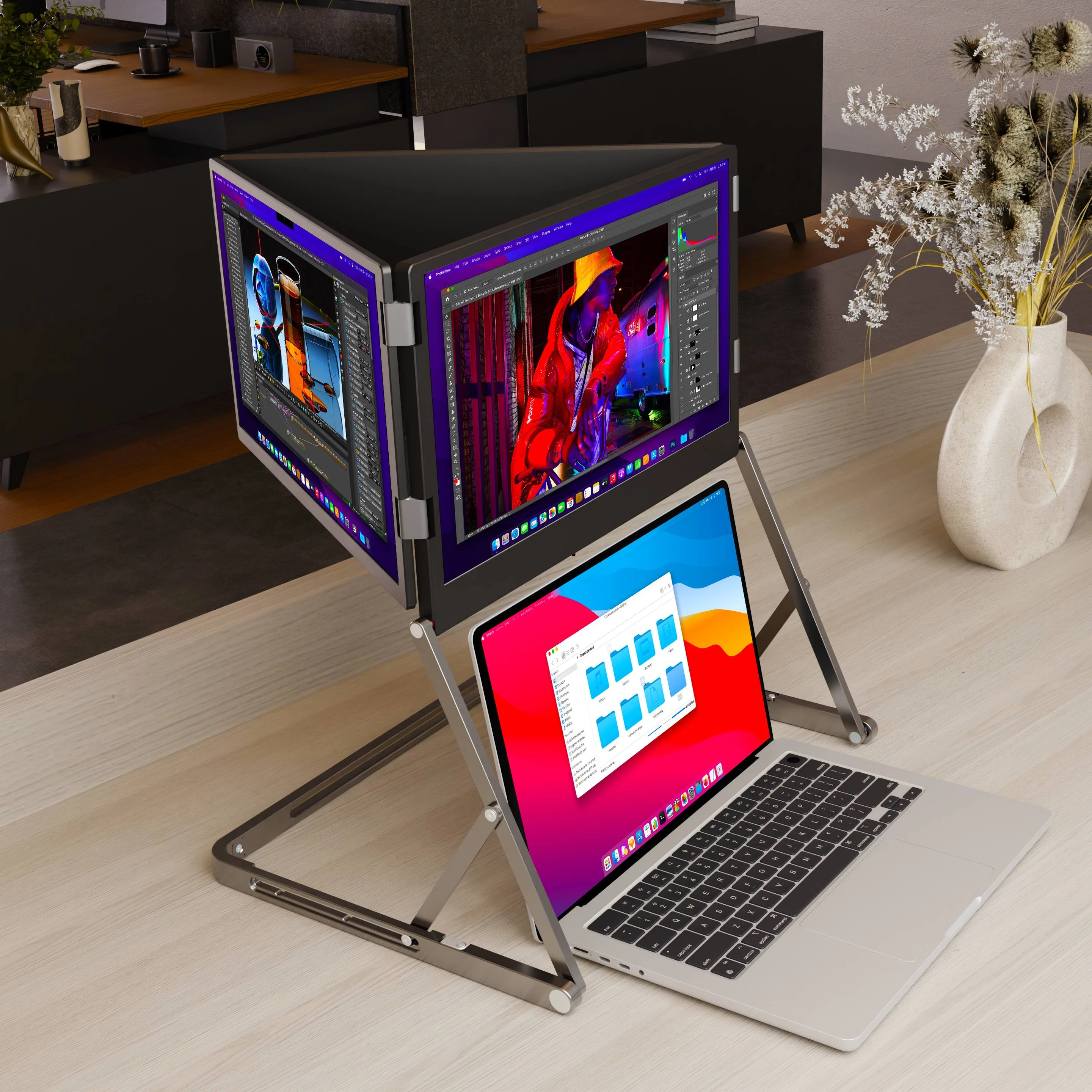 QuadCreate TriCreate トリプルディスプレイ Triple 15.6 Inch IPS Portable Touch Screen Monitor 1080P FHD