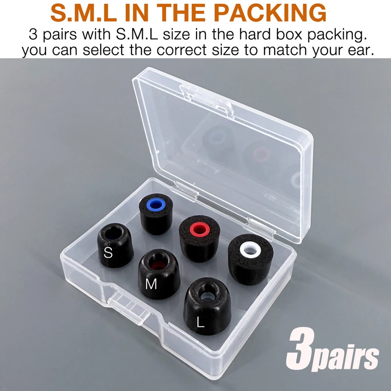 Upgrade Memory Foam Ear Tips Replacement Earbuds Tips Noise Reduction Anti-Slip fit 4.0mm-5.5mm Nozzle in-Ear Earphones