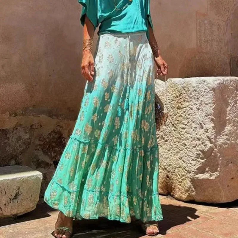 Gonne con stampa lettere Maxi donna 2022 gonna lun... - Vicedeal
