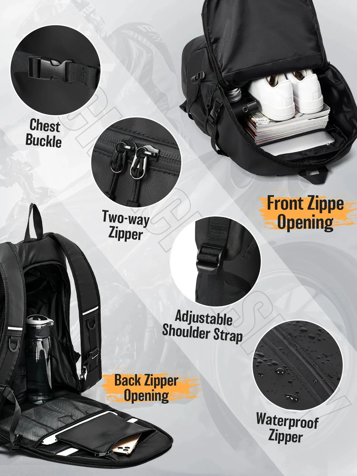 High-Capacity Men's Motorcycle Backpacks, Waterproof Backpack, Motorcycle Accessories, Laptop Bags, Travel Backpacks School Bags