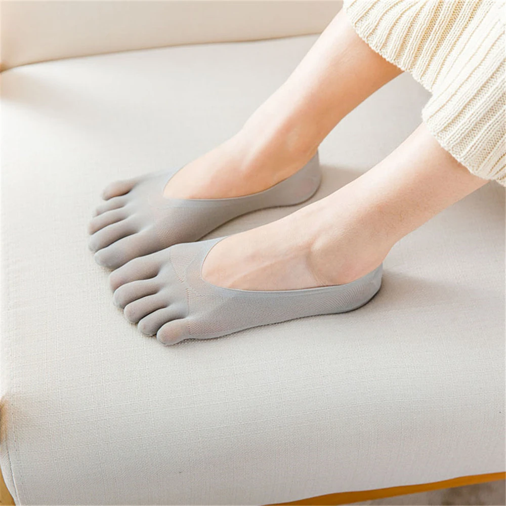 Damen Sommer Fünf-Zehen-Socken Ultradünne Lustige Unsichtbare Zehensocken Silikon Rutschfeste Anti-Reibungs-Fußschützer – Detail 33