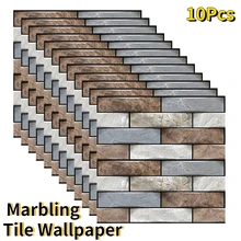 

10PCS 3D Peel and Stick Marble Tile Wallpaper Home Decor Kitchen Bathroom Living Room Self Adhesive Waterproof Wall Stickers