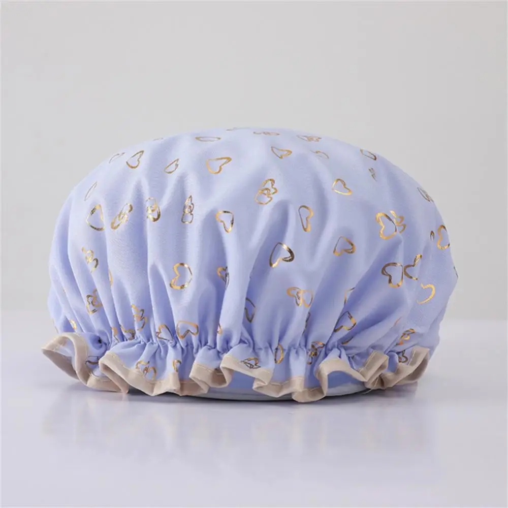 Double Layer Starry Sky Design Thick Waterproof Shower Cap Star Pattern Bathroom Hair Salon Supplies Bath Hat Bonnets for Women 2