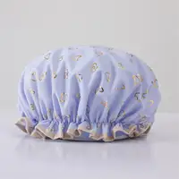 Double Layer Starry Sky Design Thick Waterproof Shower Cap Star Pattern Bathroom Hair Salon Supplies Bath Hat Bonnets for Women 2