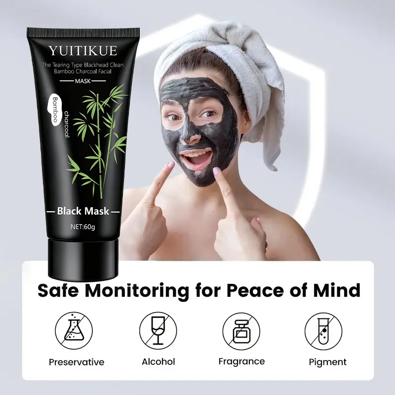 Peel-off blackhead cleansing bamboo charcoal mask, deeply cleanses, purifies, refines pores, suitable for both men and women