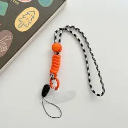Colorful Detachable Wrist Woven Phone Lanyard with Anti - Loss Hand Strap Pendant (Black and White)