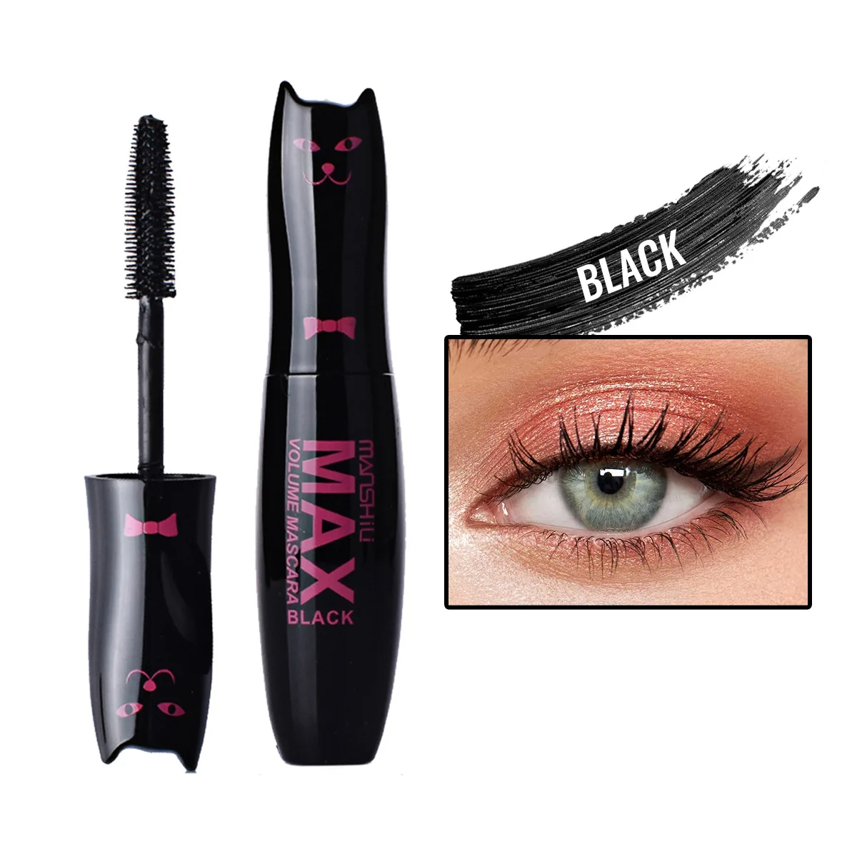 

Make Up MAX Volume Curling Mascara Waterproof Thick Lengthening Lash Extention Natural Makeup Eyelashes Black Cat Kitty Cute