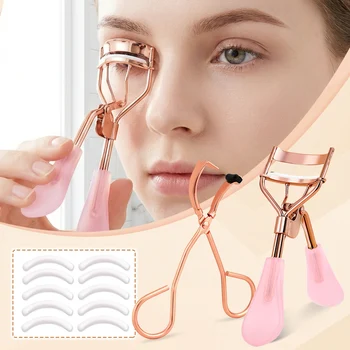 12pcs portable eyelash curler set and stainless steel curved handle eyelash curler create perfect curling eyelashes. 1