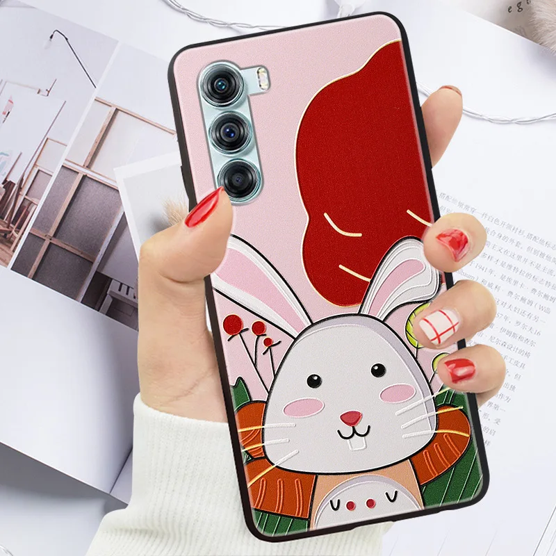 Фото 3D рельефный силиконовый чехол для Motorola Moto Edge S30 Capas Moto S30 Pro, чехлы для телефонов, мультяшный мягкий защитный черный бампер S30Pro №1