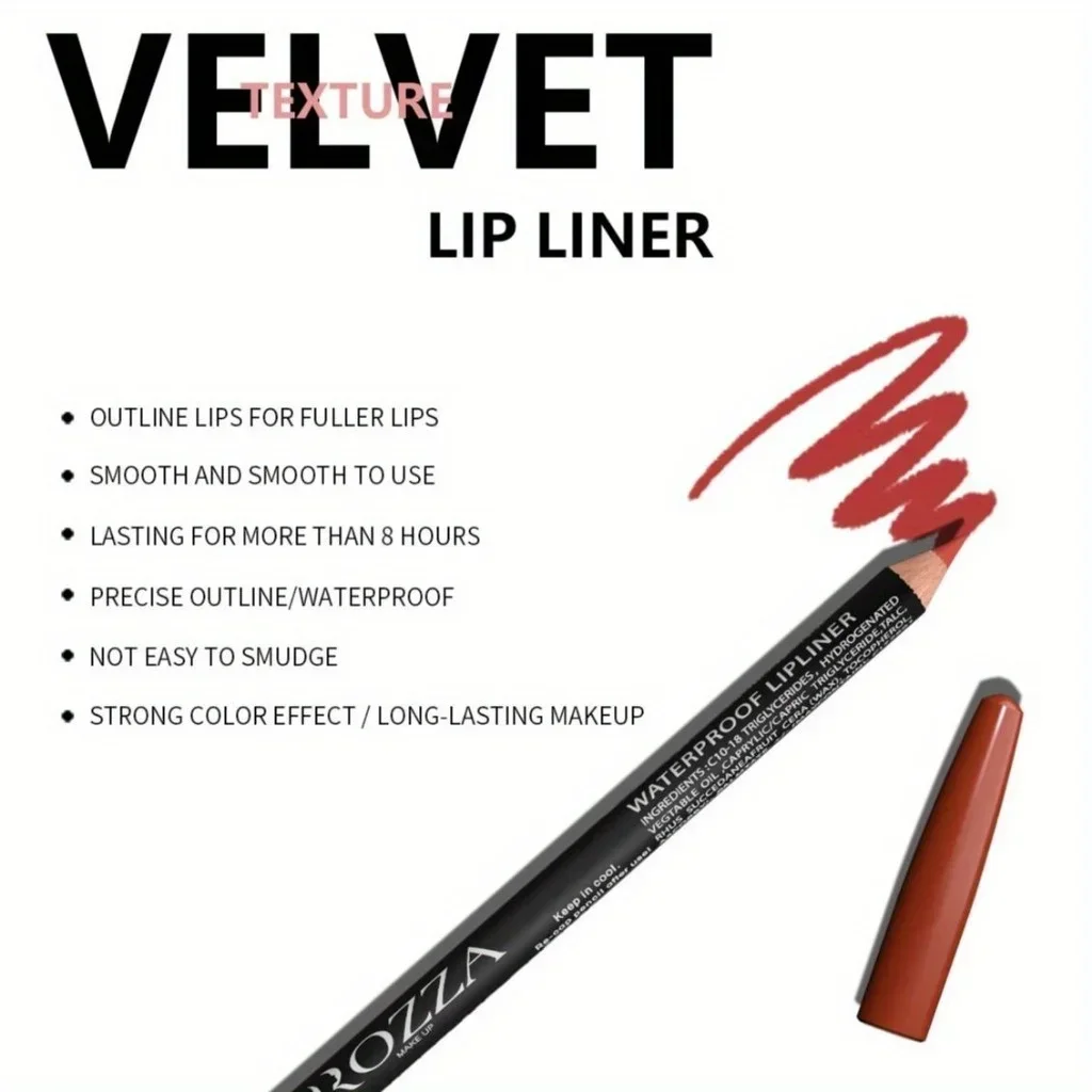 3Pcs Velvet Lipliner Pencil Set, Long-lasting Waterproof Lipstick Matte Finish Cosmetics 3