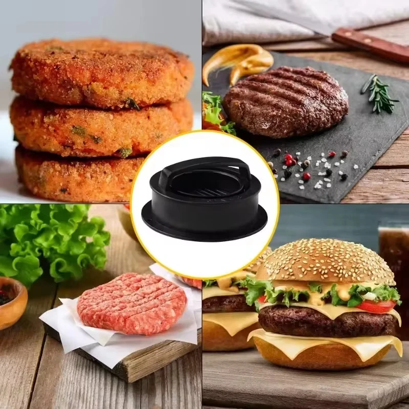 ABS Hamburger Press Meat Pie Press Stuffed Burger Mold Maker with Baking Paper Liners Patty Pastry Tools BBQ Kitchen Accessories