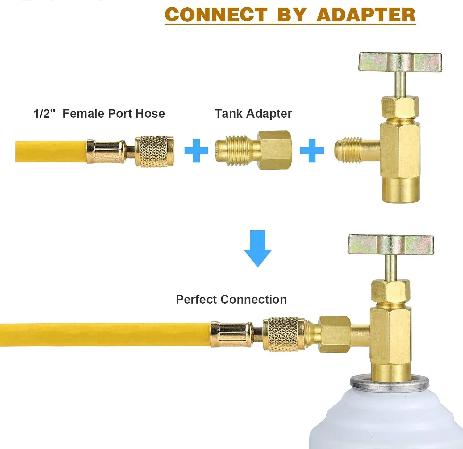 8피스 R134A 냉매 탭 키트 (탱크 어댑터, 병따개, 씰 파이프 씰, 튜브 개스킷 포함) AC 프레온 충전 호스용