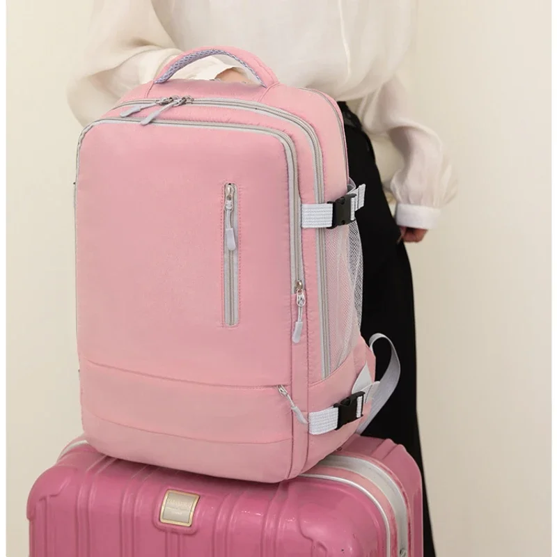 Women's Multifunctional Travel Backpack Luggage Bag with USB Interface Independent Shoe Cabinet Can Board The Plane