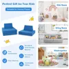 Kids Couch, 6-Piece Convertible Children's Sofa Playset or 2 Chair w/Folding Mats & 2 Pillows, Washable Cover 5