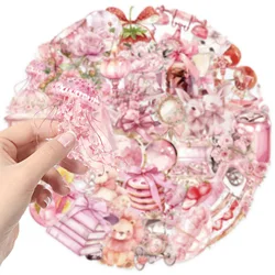 Enchanting Pink Fairy Tale Transparent Sticker Set - 50 pcs for Creative Decor & DIY Projects (SLP - pink 50pcs041)