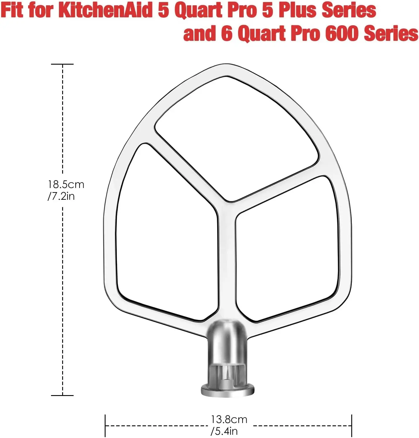 Stainless Steel Beaters for Kitchenaid Stand Mixer, 4.5-5Qt Tilt-Head  Paddle Attachment for Kitchenaid Mixer, Polished Flat Beater for