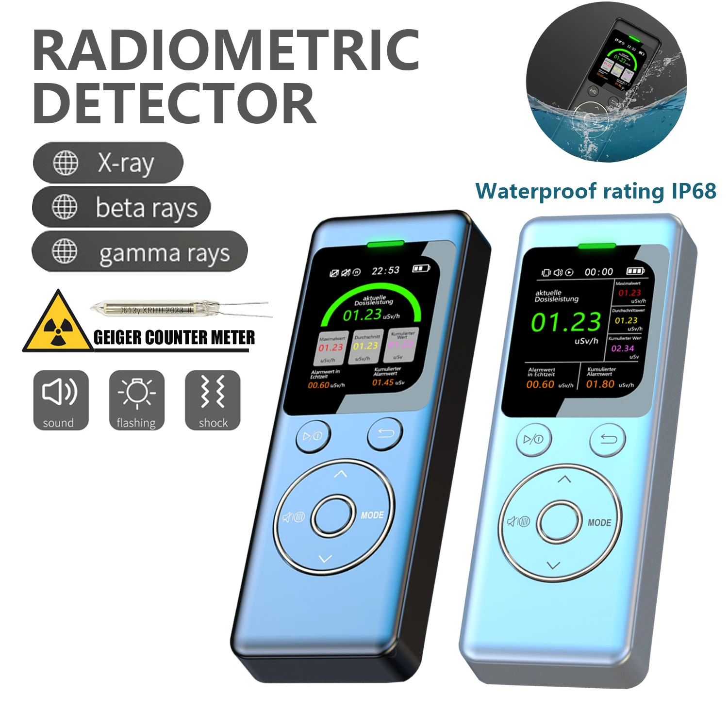 GM02 Waterproof Nuclear Radiation Detector Geiger Counter Personal Dosimeter X &gamma; Hard &beta;-ray Radioactivity Tester