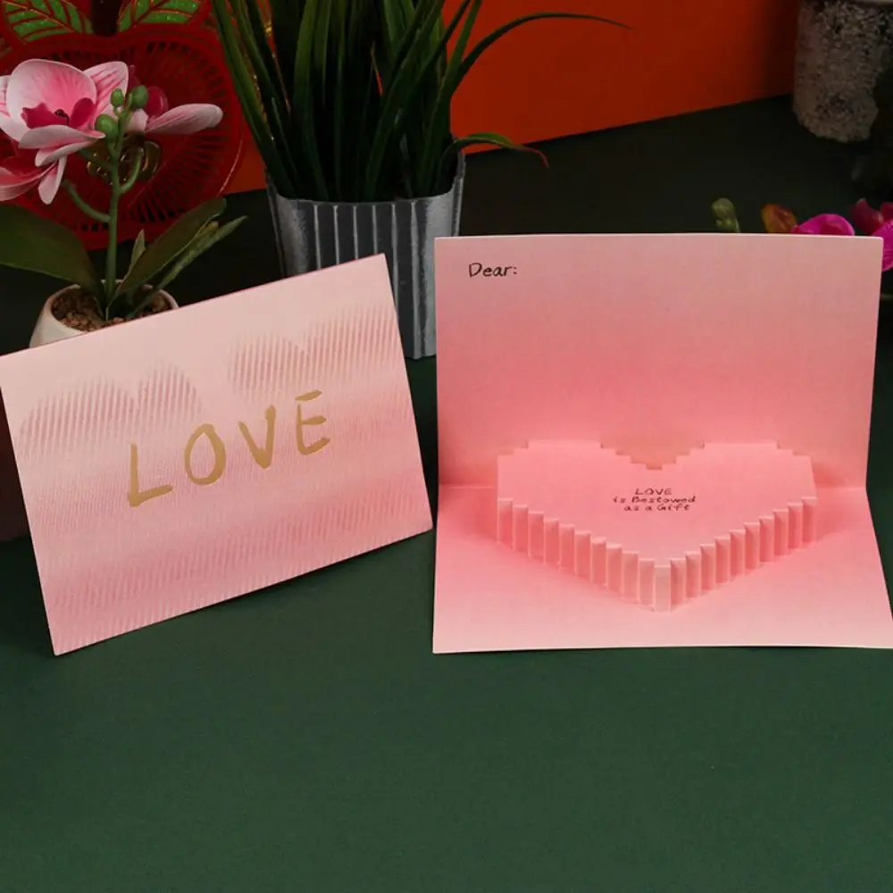 

Paper Sculpture Valentine's Pop Up Cards Creative Three-dimensional 3D Heart Greeting Card Gradient Color Beautiful