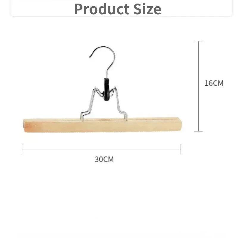 5/10Pack Wooden Pants Hanger,Premium Solid Wood with Non-Slip Sponge,Multifunctional Rack for Jeans Skirts Slacks,Clamp Hangers images - 6