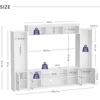 4 Piece Wall Unit TV Stand with Bookshelf,TV Console Table Media Entertainment Center, Living Room Wine Cabinet Display Cabinet 6