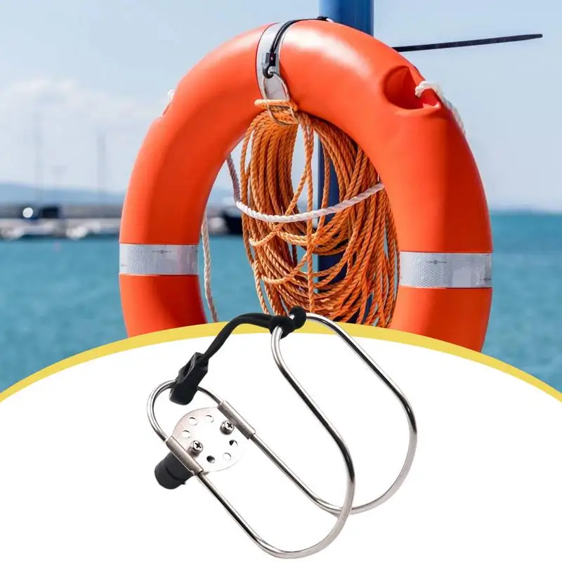 Life Ring Bracket Adjustable Stainless Steel Life Buoy Bracket Wear-Resistant Buoy Mount Multipurpose Holder