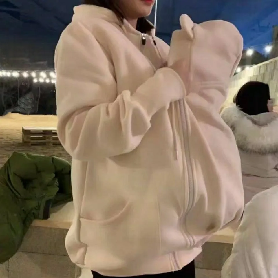 Winter Pregnancy Kangaroo Casual Hooded Jacket Baby Carrier Coat Sweater Vest Mommy Outerwear Sweater women jacket