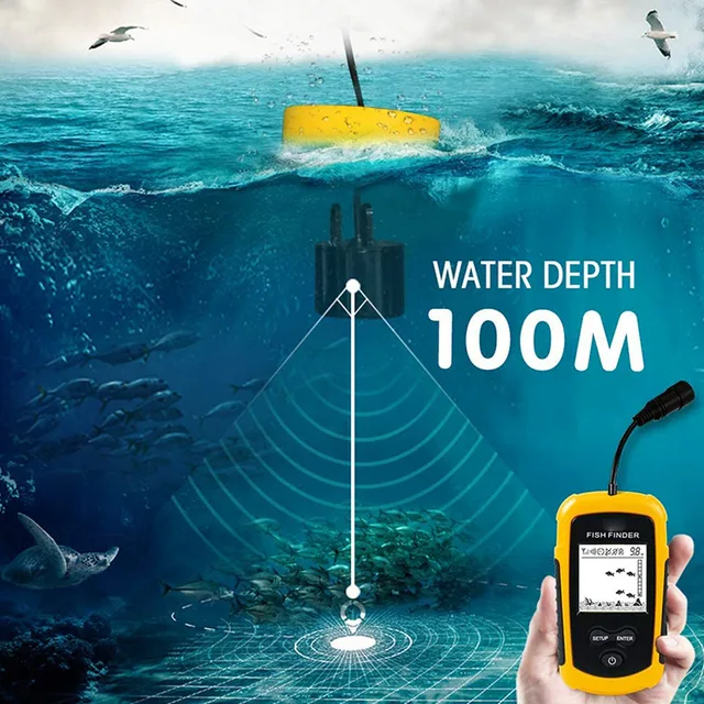 New ultrasonic wired fish finder to detect fish school sonar fish finder